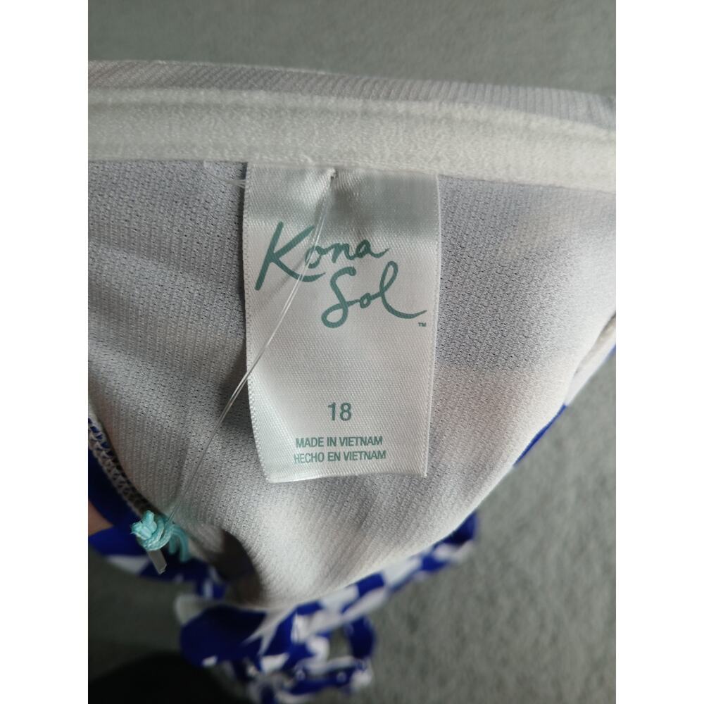 Kona Sol Swimsuit Womens 1X (17-18) Blue Bikini Padded Underwire High Waist NWT - Picture 2 of 14